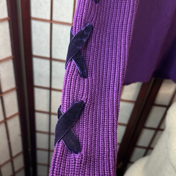Ralph Lauren Purple Sweater with Black Bow Accents - Picture 4 of 13